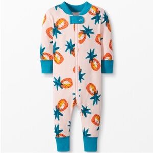 Hanna Andersson Sleeper Pajamas Pineapple Sweet Print Zip 3T 90cm Organic Cotton